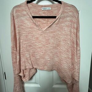 Heathered Cropped Lightweight Sweater